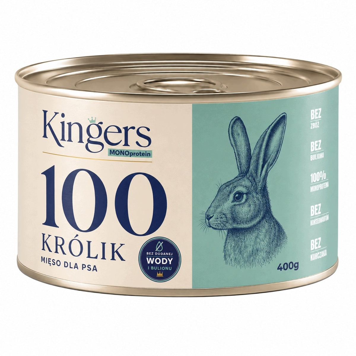Wet Dog Food Rabbit 100% Grain Free Monoprotein KINGERS 400 g