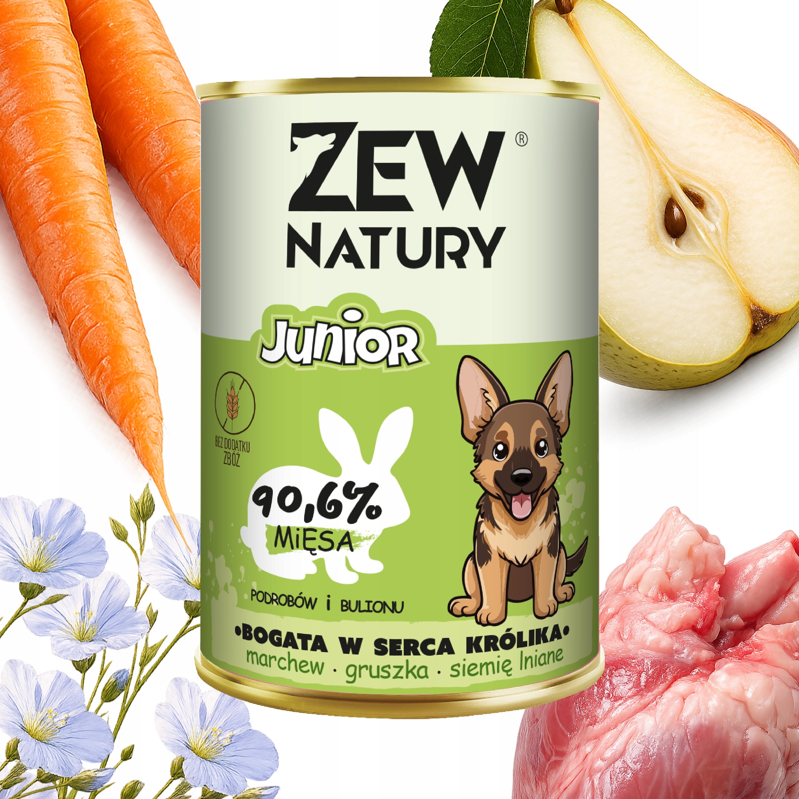 Wet Dog Food Rich in Rabbit 400g Zew Natury JUNIOR For Puppies Packaging status original