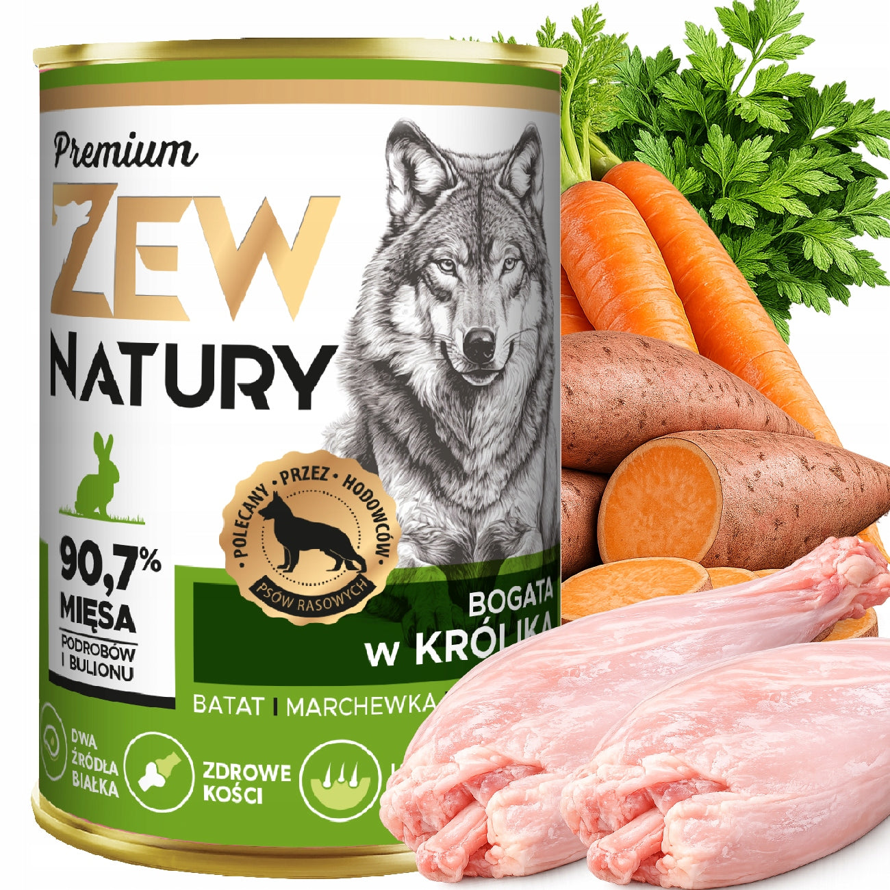 Wet Dog Food Rich in Rabbit Can 400g Zew Natury PREMIUM