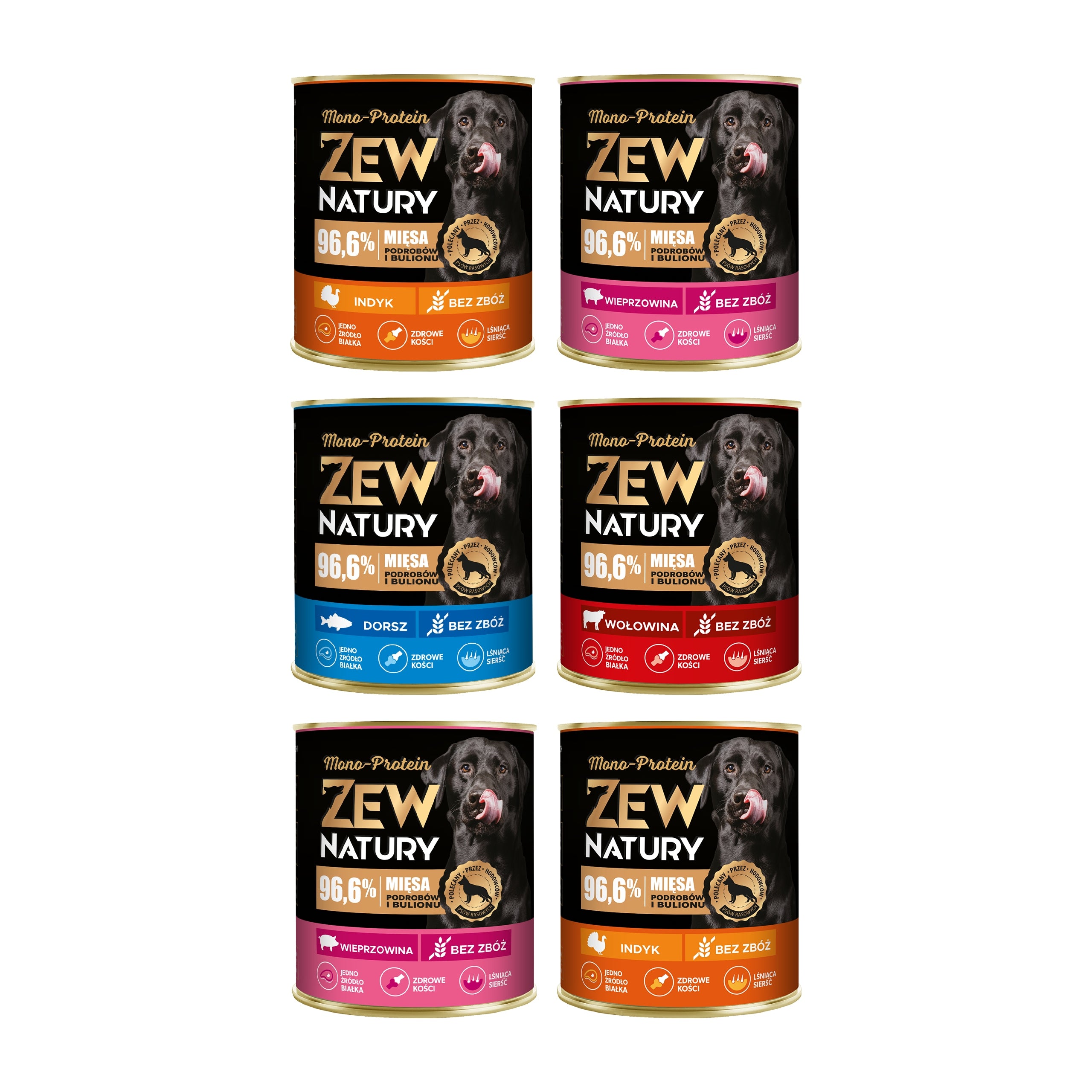 Wet Dog Food Zew Natury MONO-PROTEIN WITHOUT CHICKEN Mix of flavors 6x800g Packaging status original