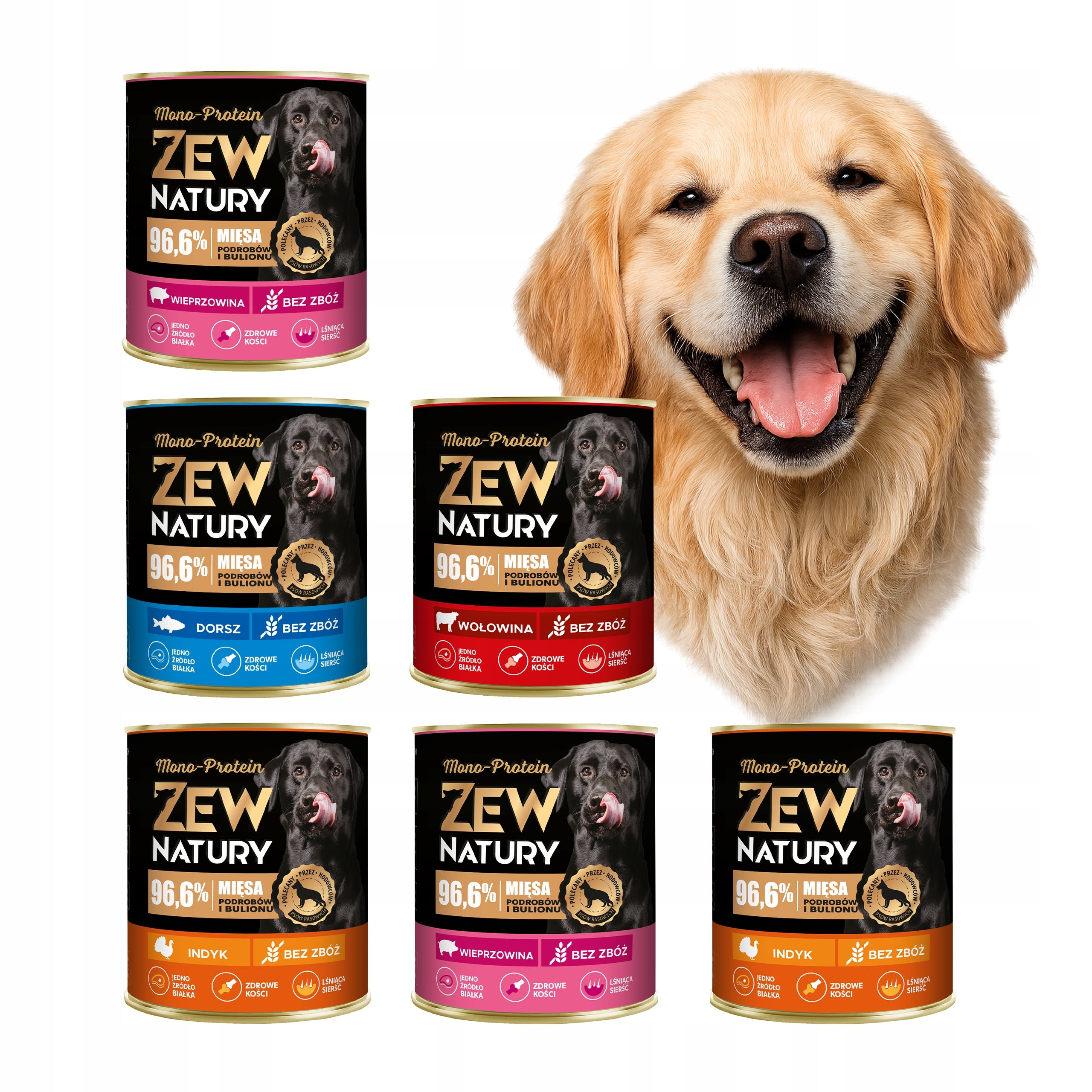 Wet Dog Food Zew Natury MONO-PROTEIN WITHOUT CHICKEN Mix of flavors 6x800g