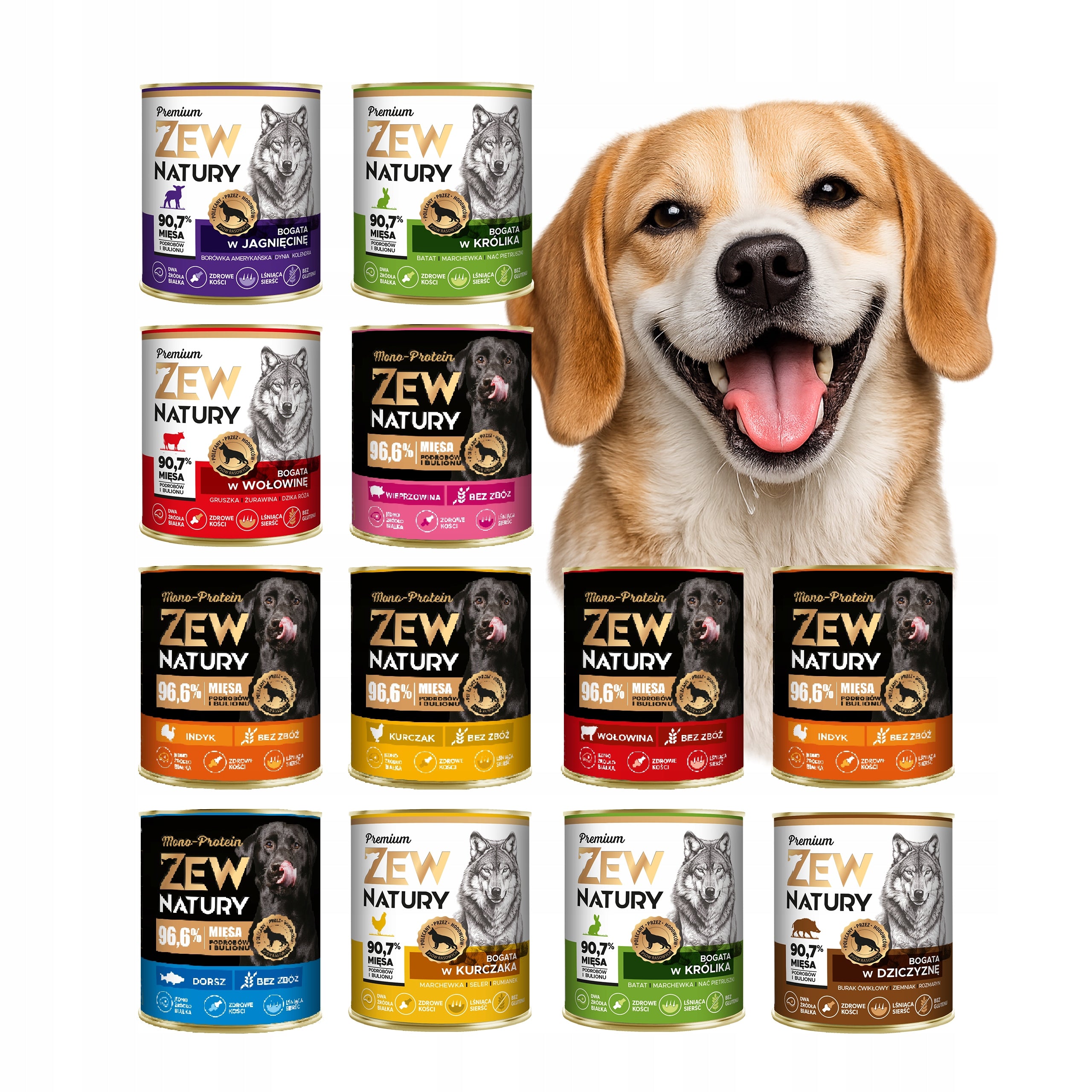 Wet Dog Food Zew Natury PREMIUM MONO-PROTEIN Mix of flavors 12x800g