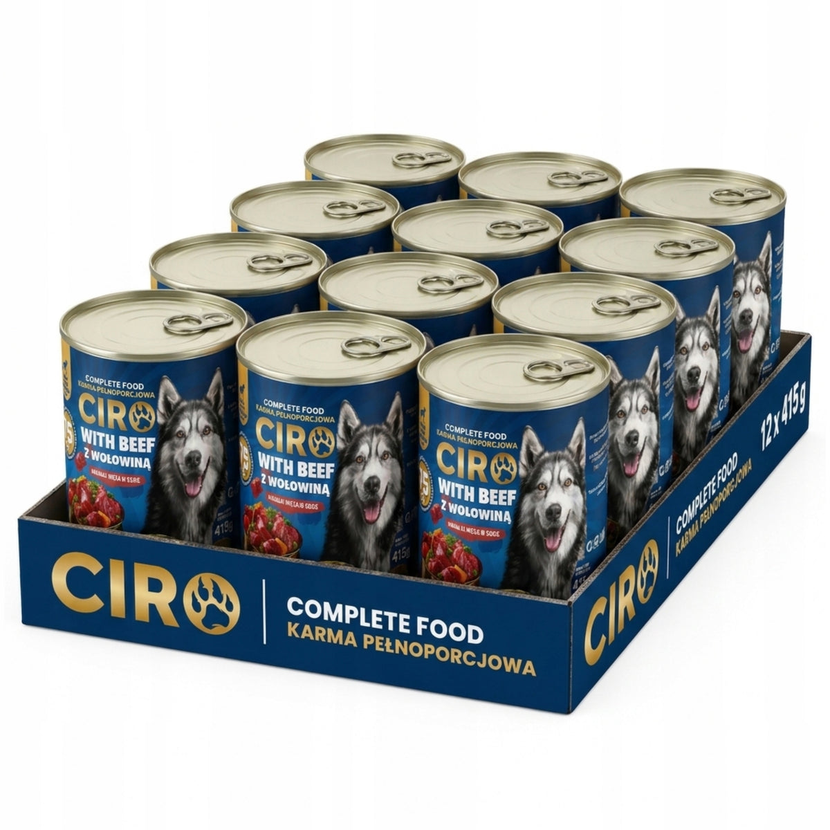 Wet Food for Dogs MEAT PIECES IN SAUCE 12x415G Can 75% BEEF