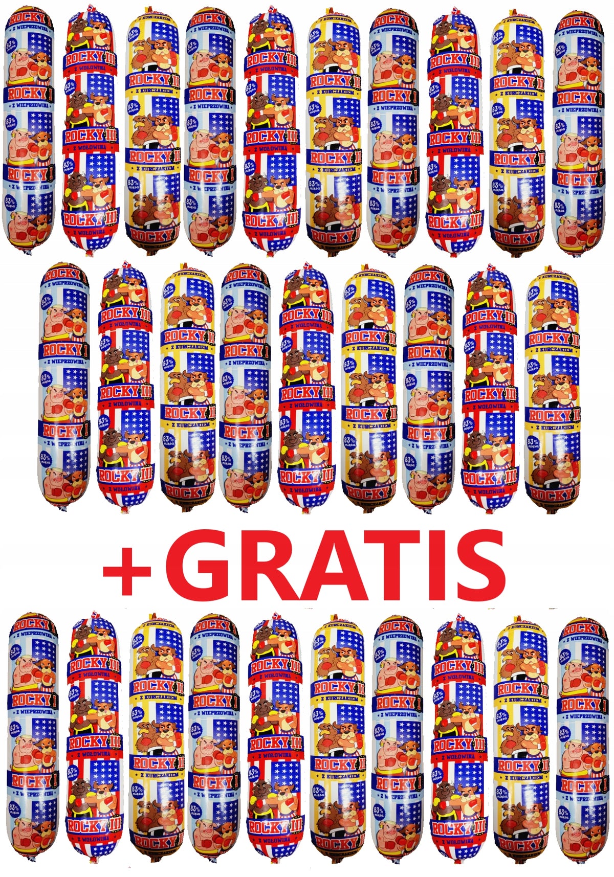 Wet Food for Dogs Meat Bar ROCKY 83% Meat 29 x1 kg + FREEBIE Packaging status original