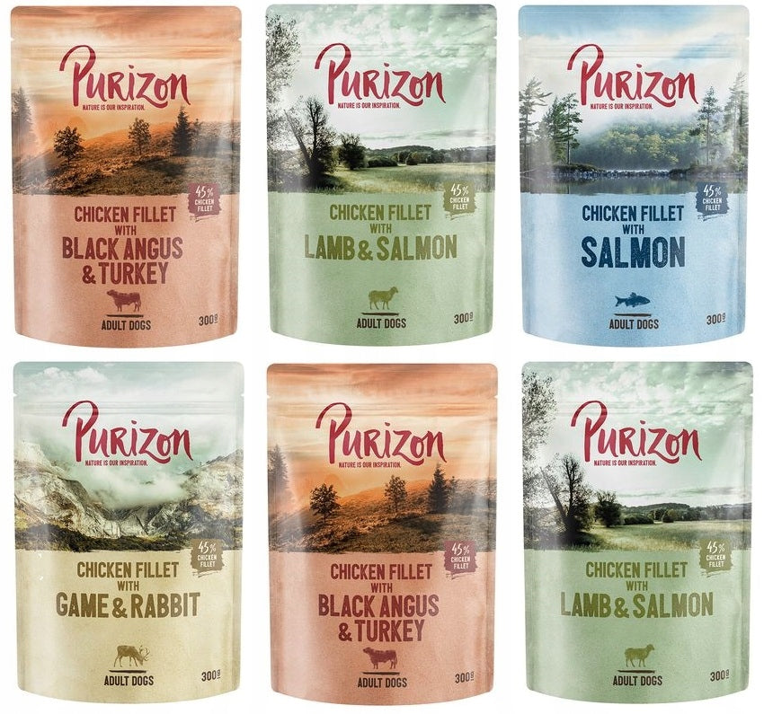Wet Food for Dogs Purizon Grain Free Sachets Mix of Flavours 6 x 300 g Brand Purizon