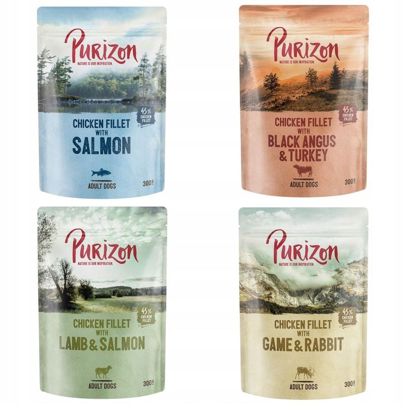Wet Food for Dogs Purizon Grain Free Sachets Mix of Flavours 6 x 300 g