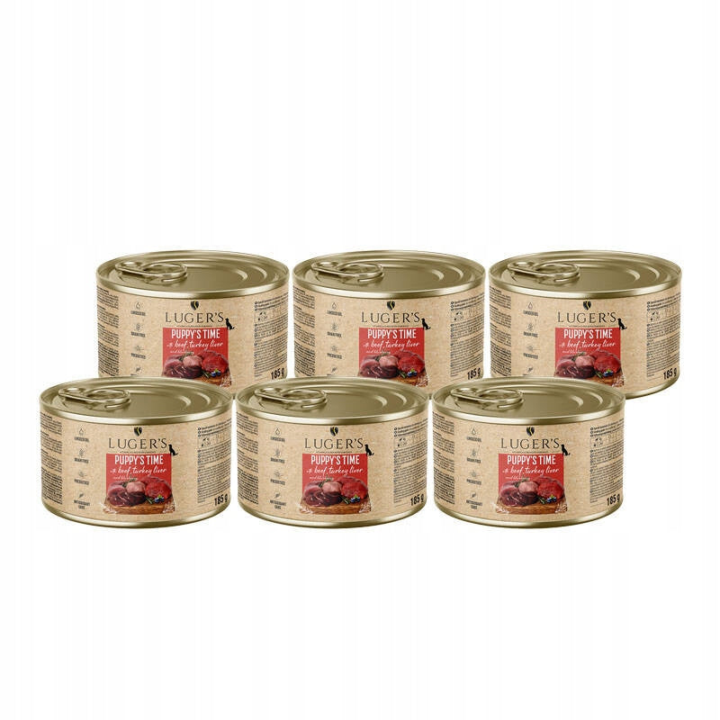 Wet Food for Puppies Luger's Puppy's Time Beef Turkey 6 x 185 g