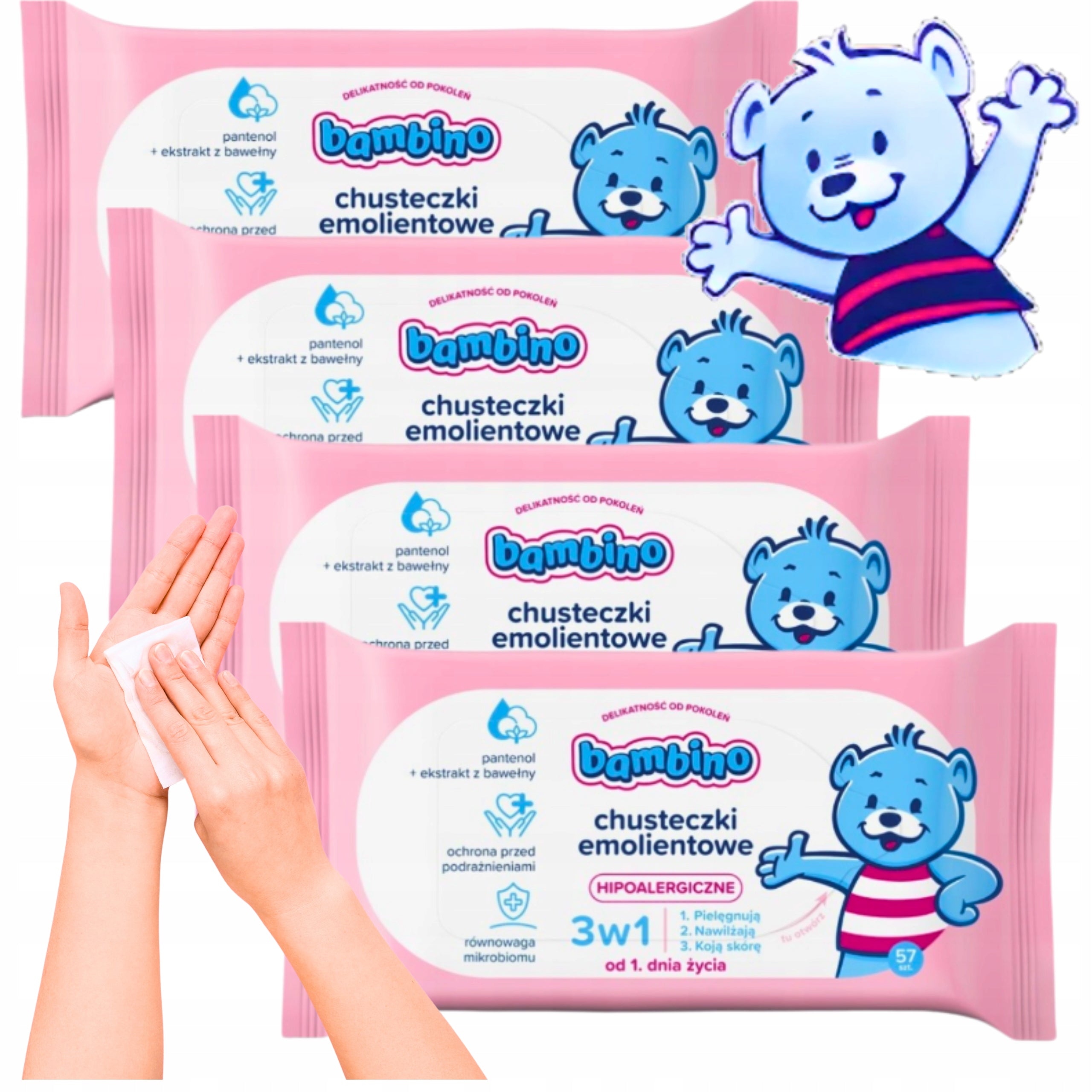 Wet Wipes Bambino 57 Pieces Wet for Babies Pulled out x4