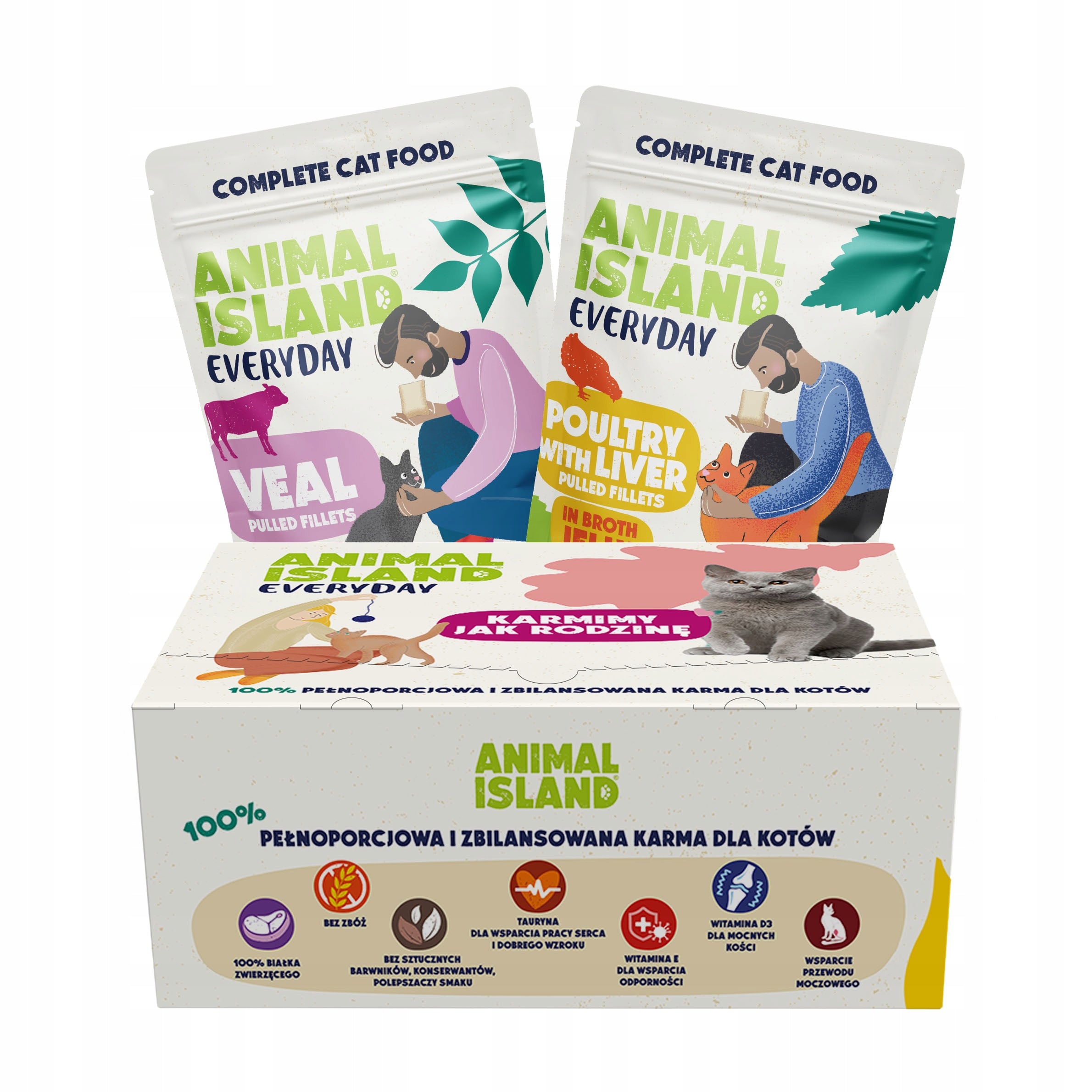 Wet cat food ANIMAL ISLAND Everyday MIX Liquid Poultry 80x85 g