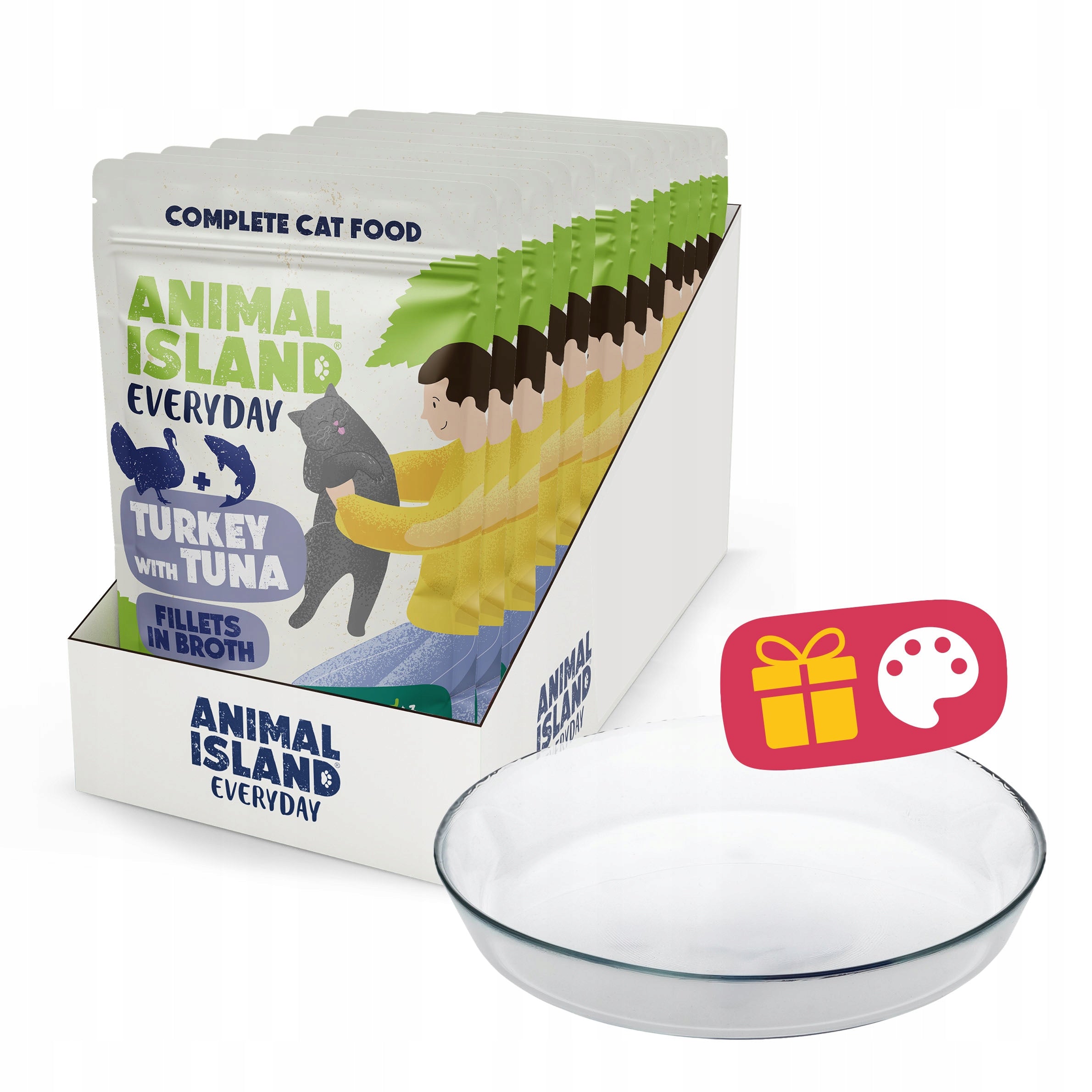 Wet cat food ANIMAL ISLAND turkey with tuna 12x85g + FREEBIE