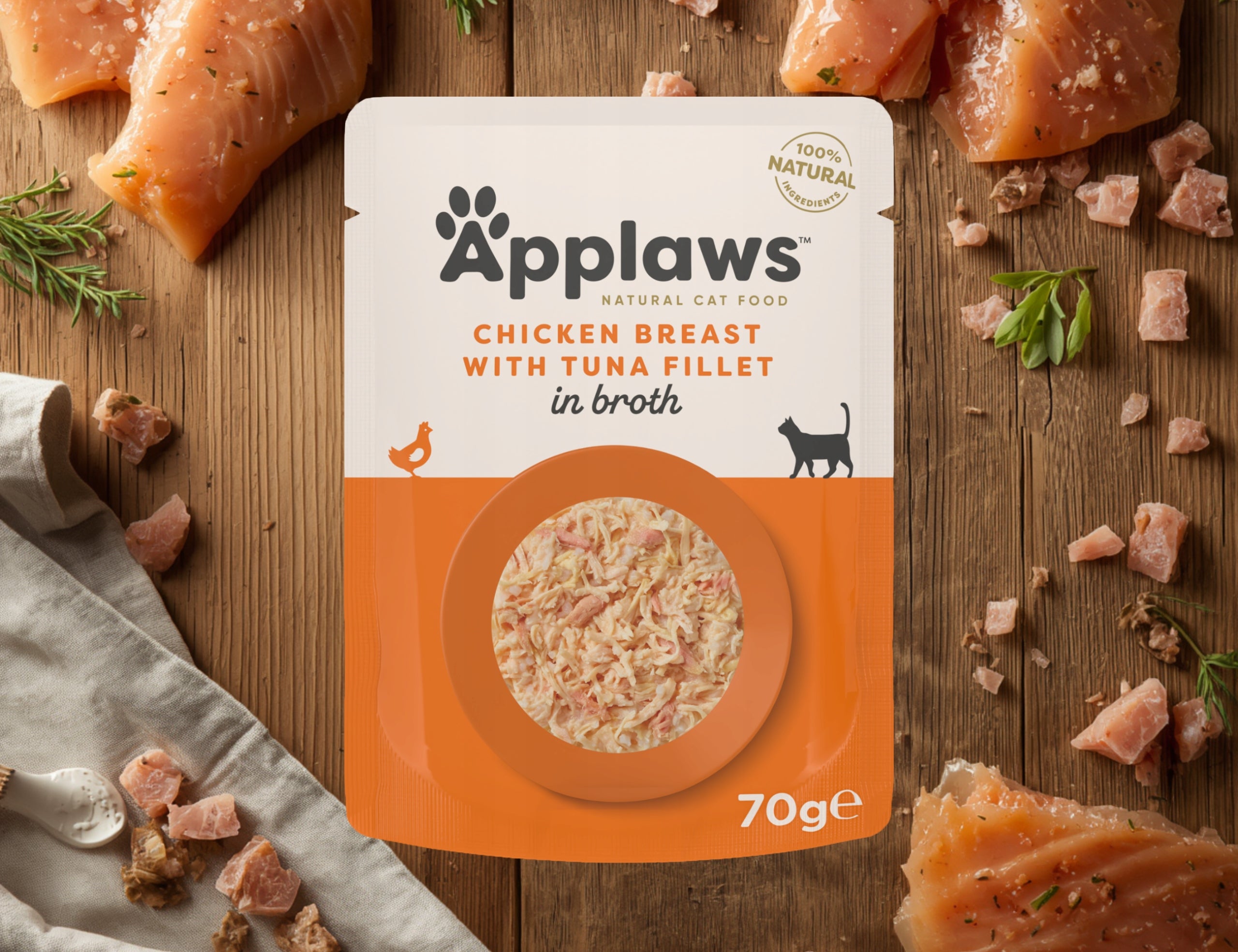 Wet cat food Applaws Chicken with Tuna in broth sachet 70g Manufacturer code 5060708563257