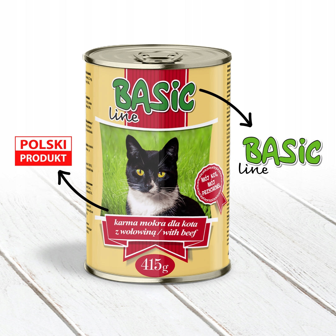 Wet cat food BASIC 415g with beef Packaging status original