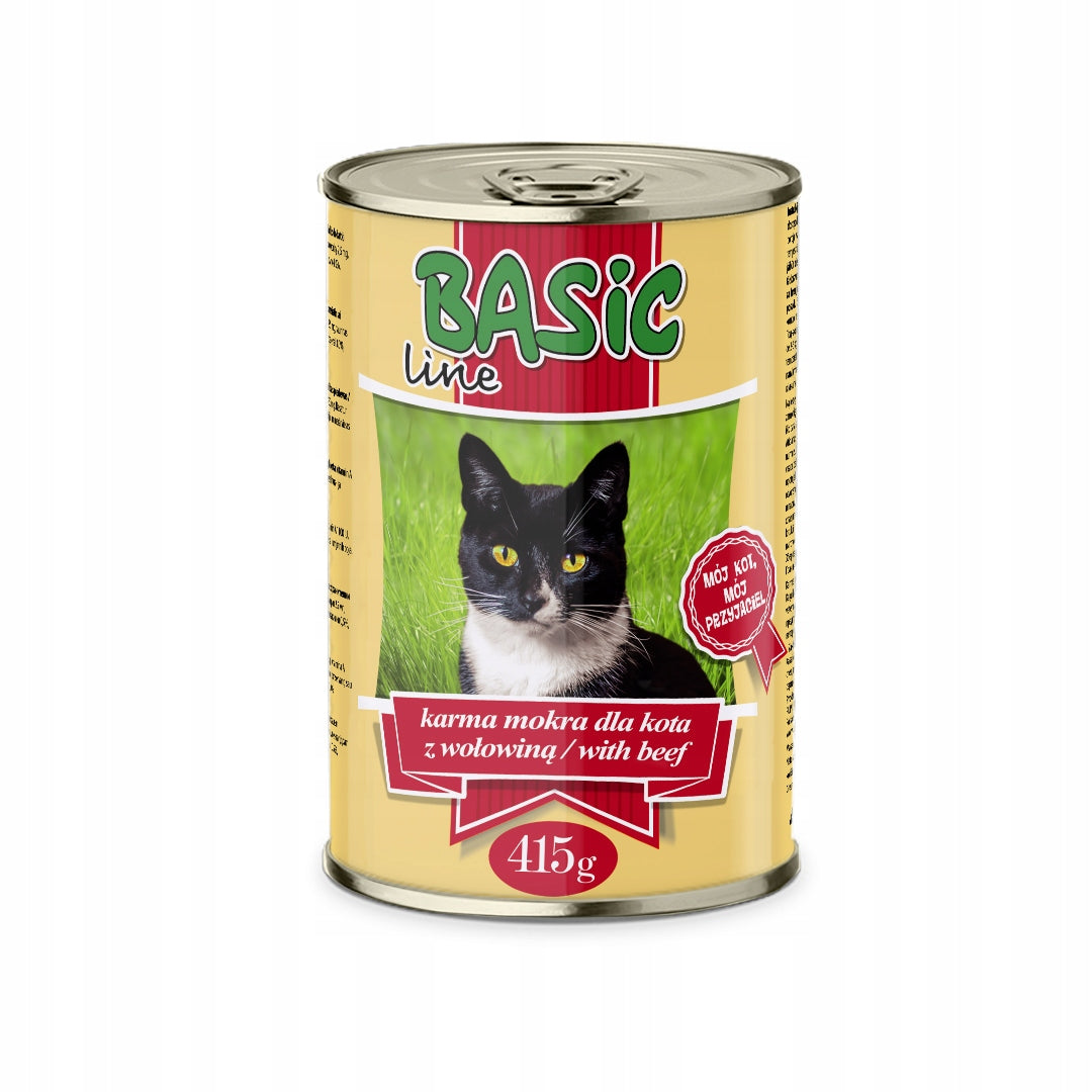 Wet cat food BASIC 415g with beef