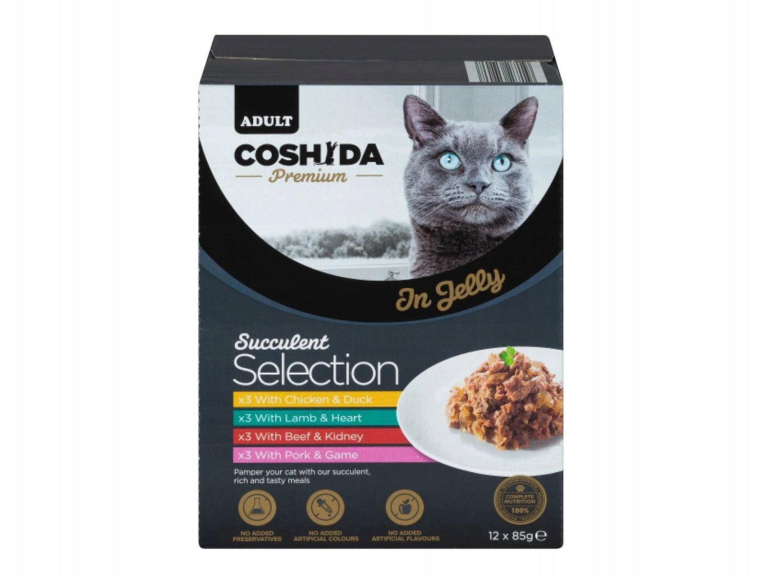 Wet cat food Coshida 48 x 85g sachets pieces jelly FILLETS Manufacturer code 036793