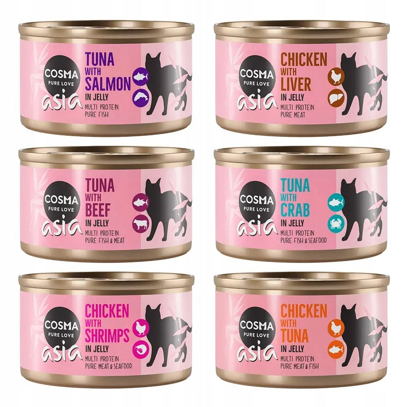 Wet cat food Cosma Asia in jelly mix 3 flavors 6 x 85 g