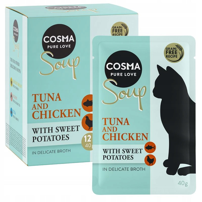 Wet cat food Cosma soup 12x 40g Tuna and chicken with sweet potatoes 0,48kg