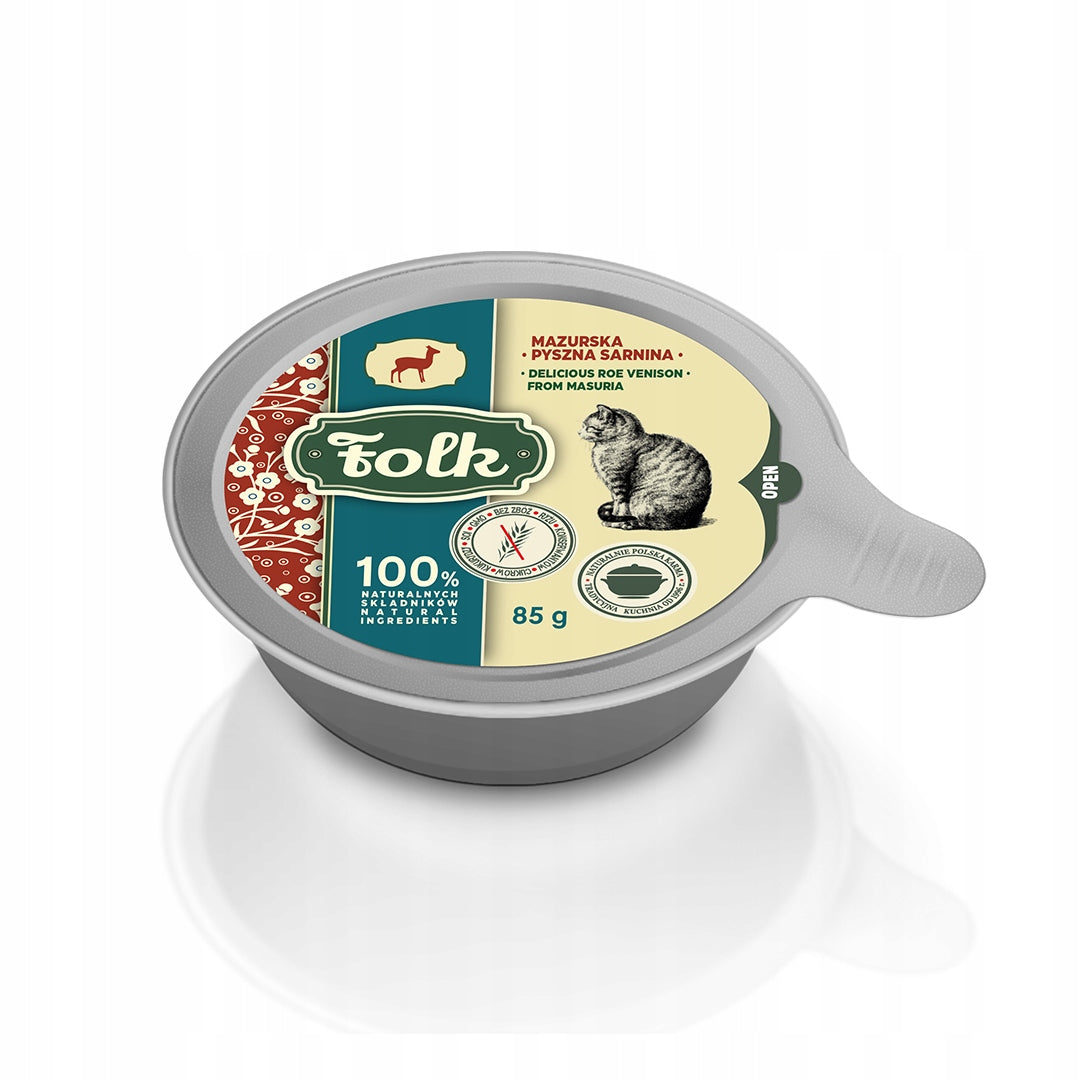 Wet cat food FOLK Masurian delicious deer dish 85 g Manufacturer code 5906731522307