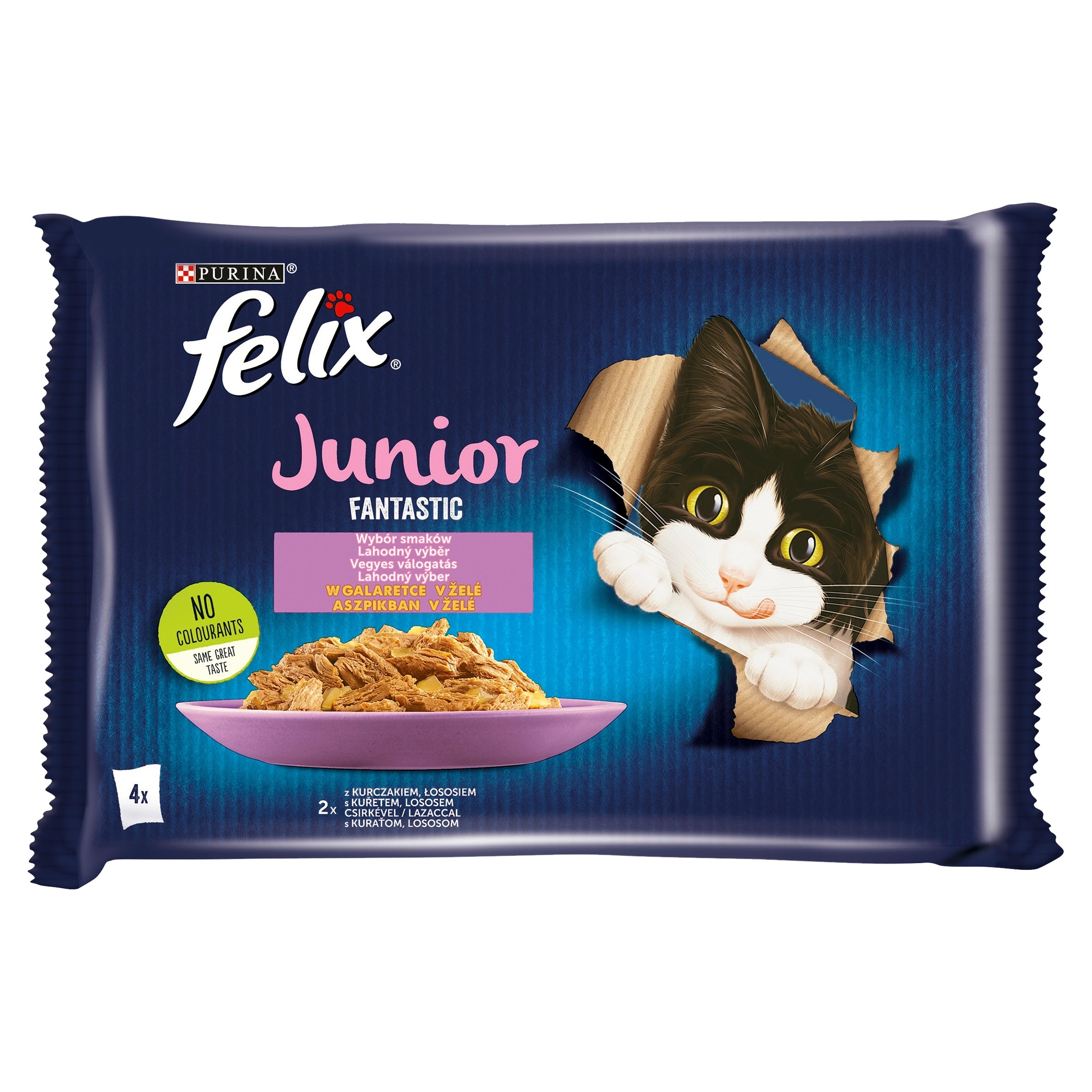 Wet cat food Felix Junior (CHICKEN, SALMON) sachet 4x85g