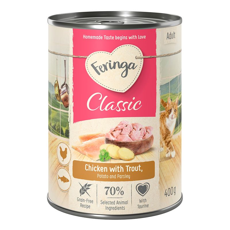 Wet cat food Feringa 6 x 400 g mix of flavours 2,4 kg Packaging status original