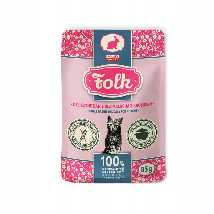 Wet cat food Folk Kitten dish for toddler with rabbit sachet 85g