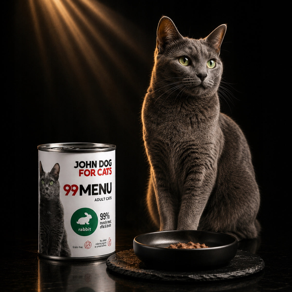 Wet cat food John Dog for Cats 99 Menu Adult Rabbit can 400g Manufacturer code KMJDFCPCKR4