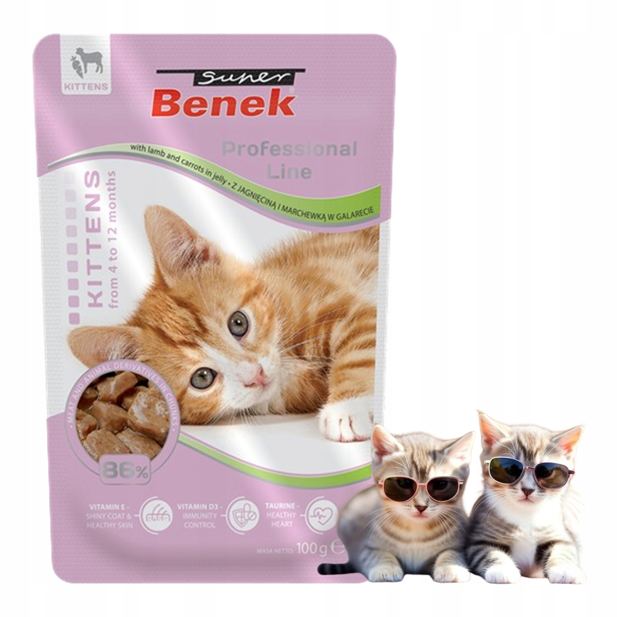 Wet cat food Lamb Jelly Super Benek For young cat 100g