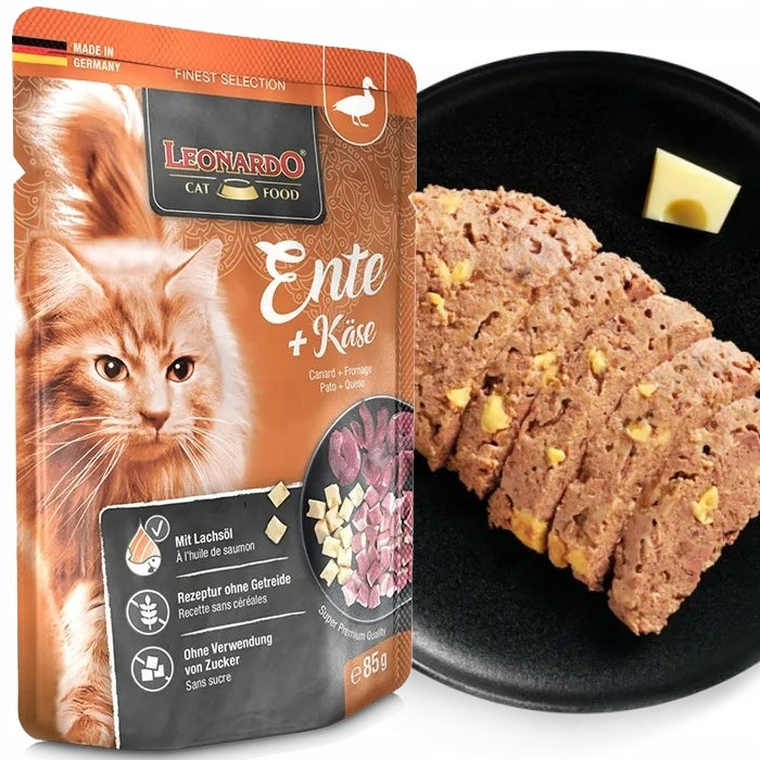 Wet cat food Leonardo Duck with Cheese 85g Lots of PREMIUM MEAT