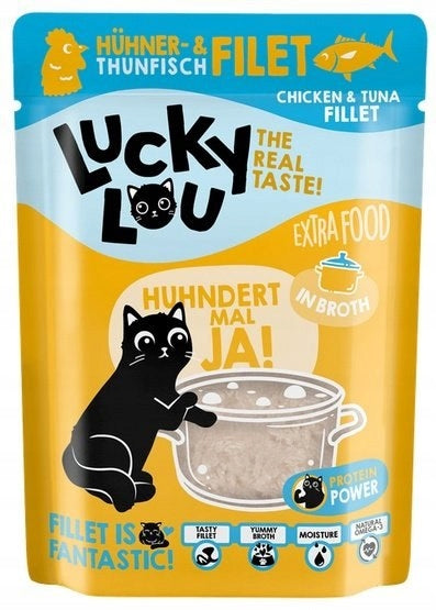 Wet cat food Lucky Lou Chicken Tuna in broth sachet 70g Manufacturer code 4262437740935