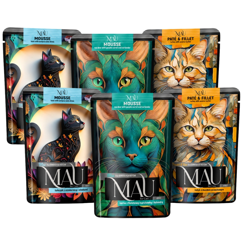 Wet cat food MAU mix of flavors 6x85g sachets