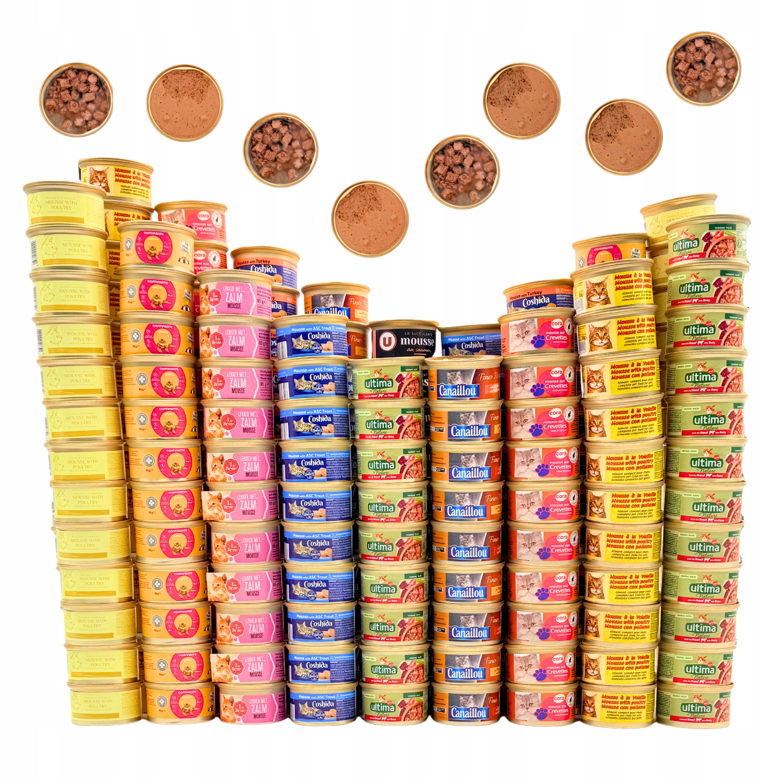 Wet cat food MIX flavors Pack of 90 x 85 g mousse cans
