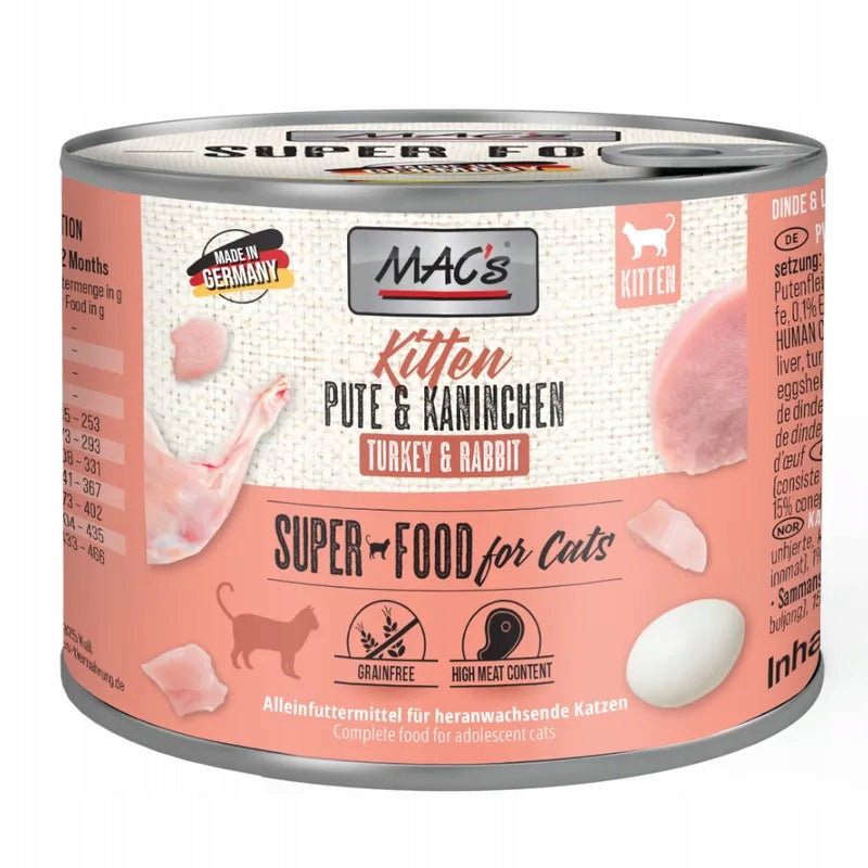 Wet cat food Mac's cat Kitten mix of flavours 6 x 200 g 1,2 kg Packaging status original