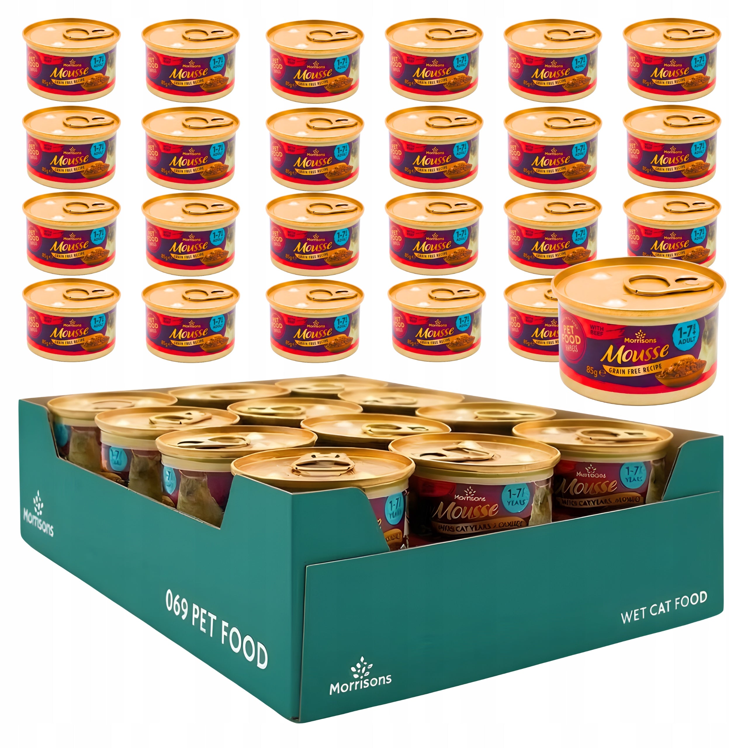 Wet cat food Morrisons 24 x 85g beef flavor delicate mousses