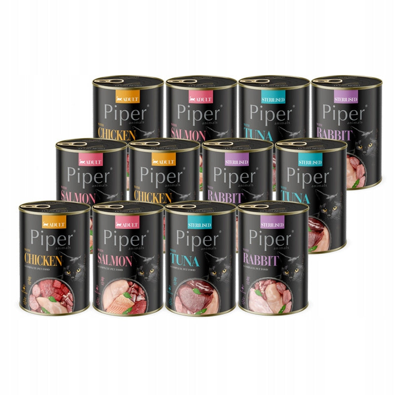 Wet cat food PIPER ANIMALS mix of 4 flavors 12x400 g