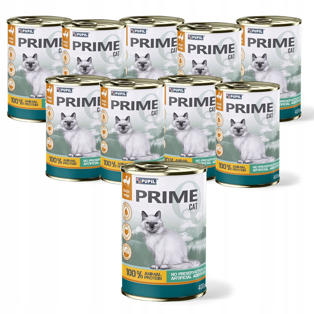 Wet cat food PUPIL Prime rich in chicken with duck 10 x 400 g