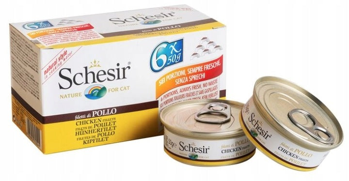 Wet cat food SCHESIR M-Pack Chicken fillets with rice 6x50g