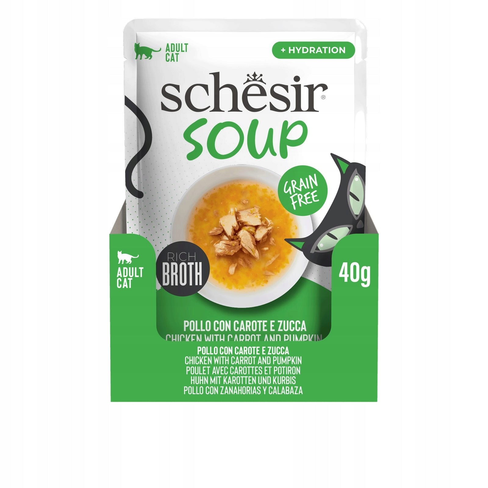 Wet cat food Schesir Complements tuna pumpkin broth sachet 40 g Manufacturer code SCHESIR CAT TUNA PUMPKIN BROTH 40G saszetka