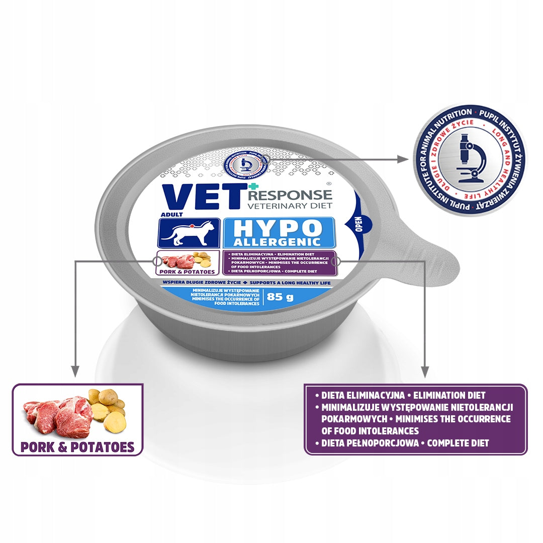 Wet cat food VET RESPONSE pork 85 g hypoallergenic Brand Vet Response