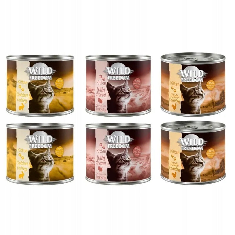 Wet cat food Wild Freedom Kitten 200g mix of flavors 6x 200g 1,2 kg
