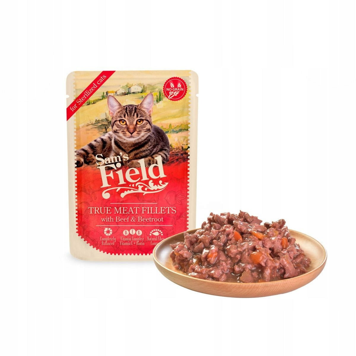 Wet cat food castrated Beef with beet 85g Sam's Field