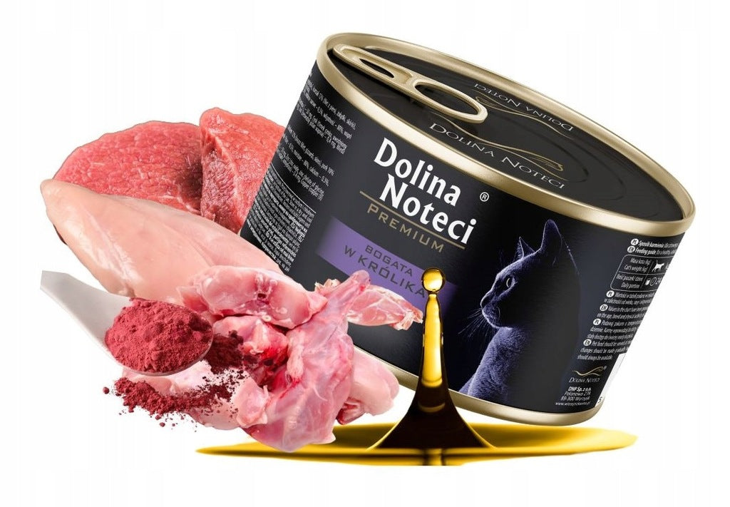 Wet cat food rich in rabbit 185g Dolina Noteci Premium Packaging status original