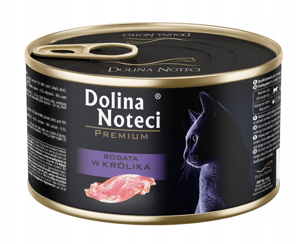 Wet cat food rich in rabbit 185g Dolina Noteci Premium