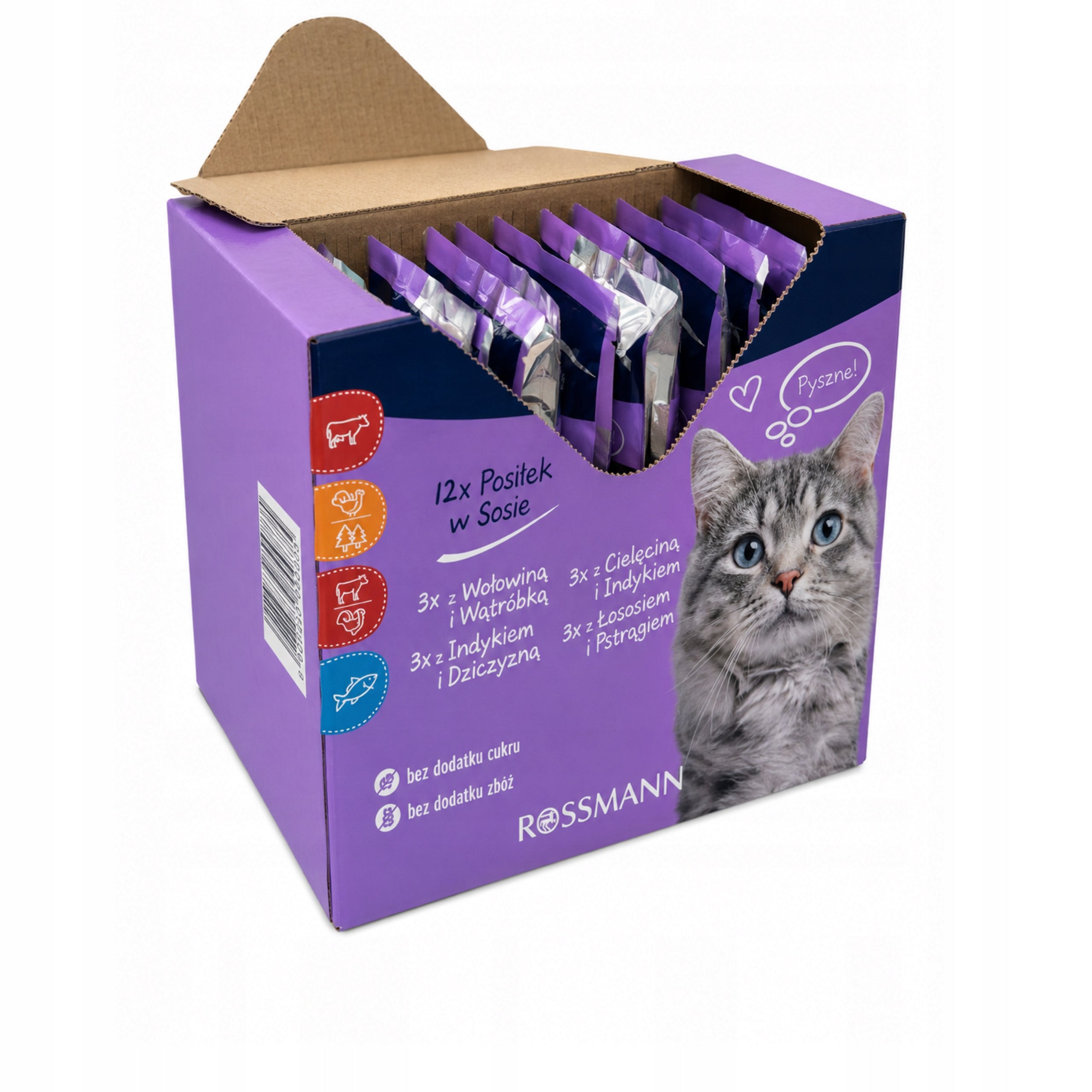 Wet cat food sachets 12 x 100g Winston MIX 4 flavors set of 1,2 kg Brand Winston
