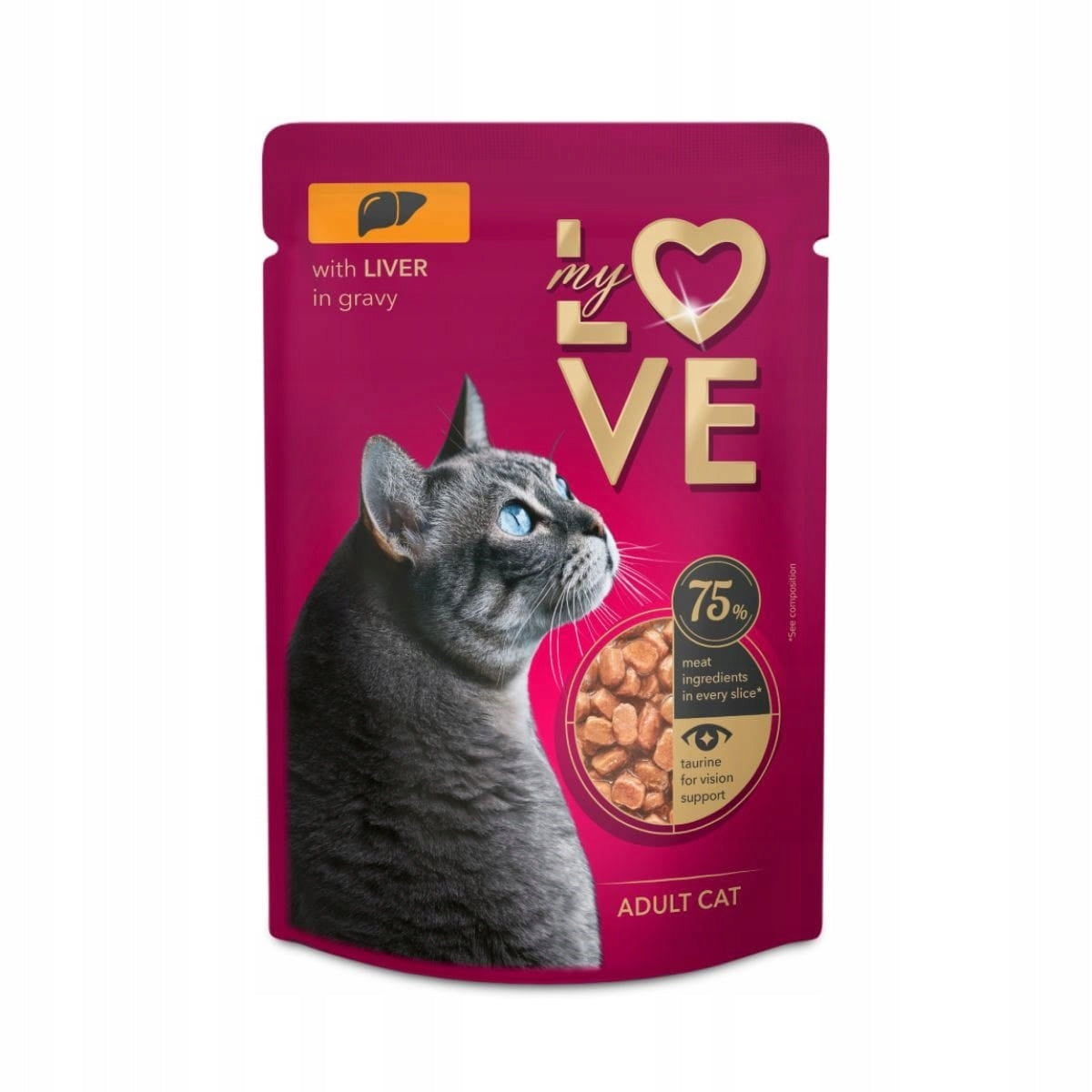 Wet cat food with liver in a delicate sauce 85g My Love Sachet
