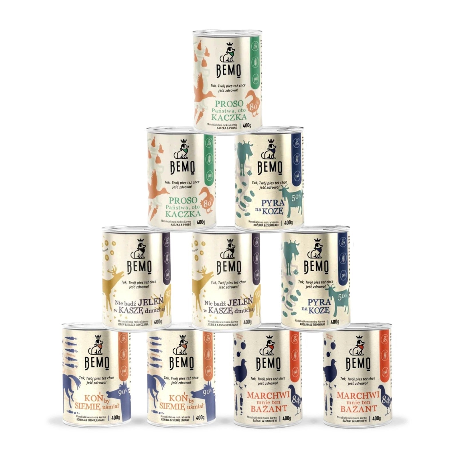 Wet dog food BEMO MIX OF FLAVORS 10x400g hypoallergenic without chicken