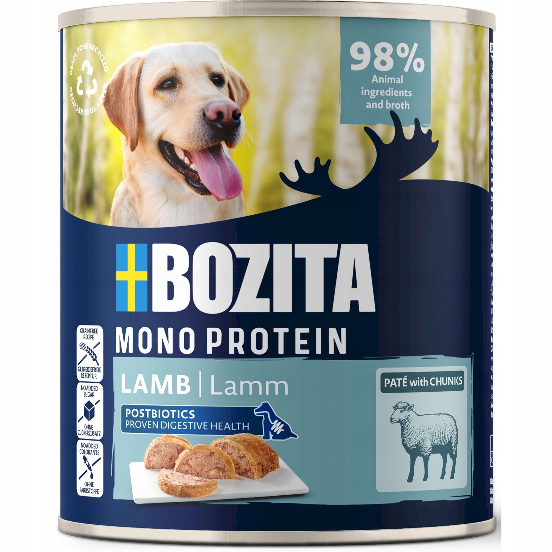 Wet dog food BOZITA Monoprotein lamb pate 800g
