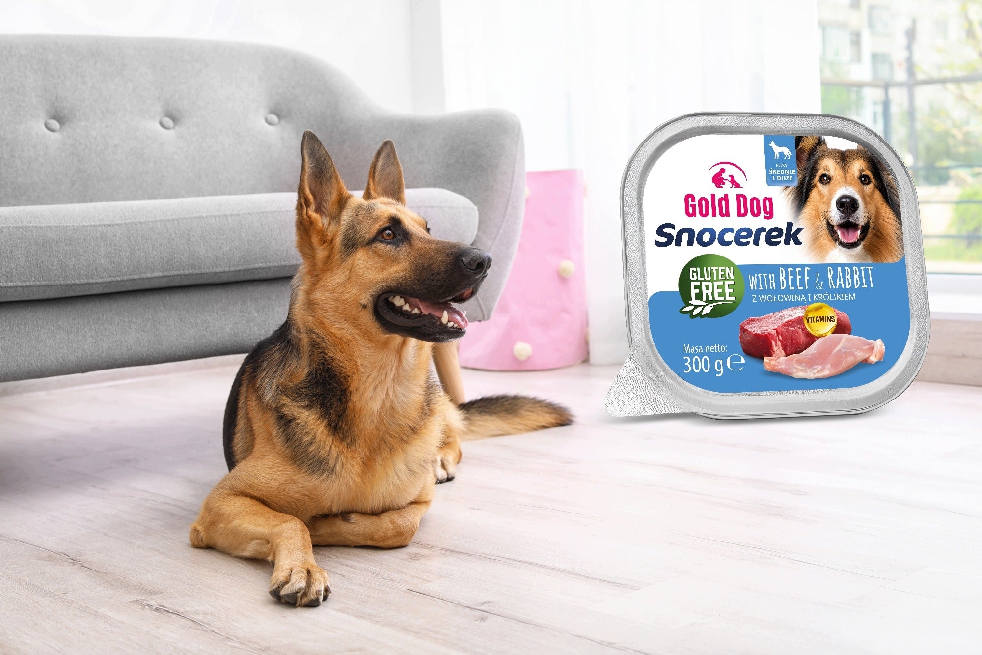 Wet dog food Gold Dog Snocerek beef & rabbit 300g mince Manufacturer code 5908010630123