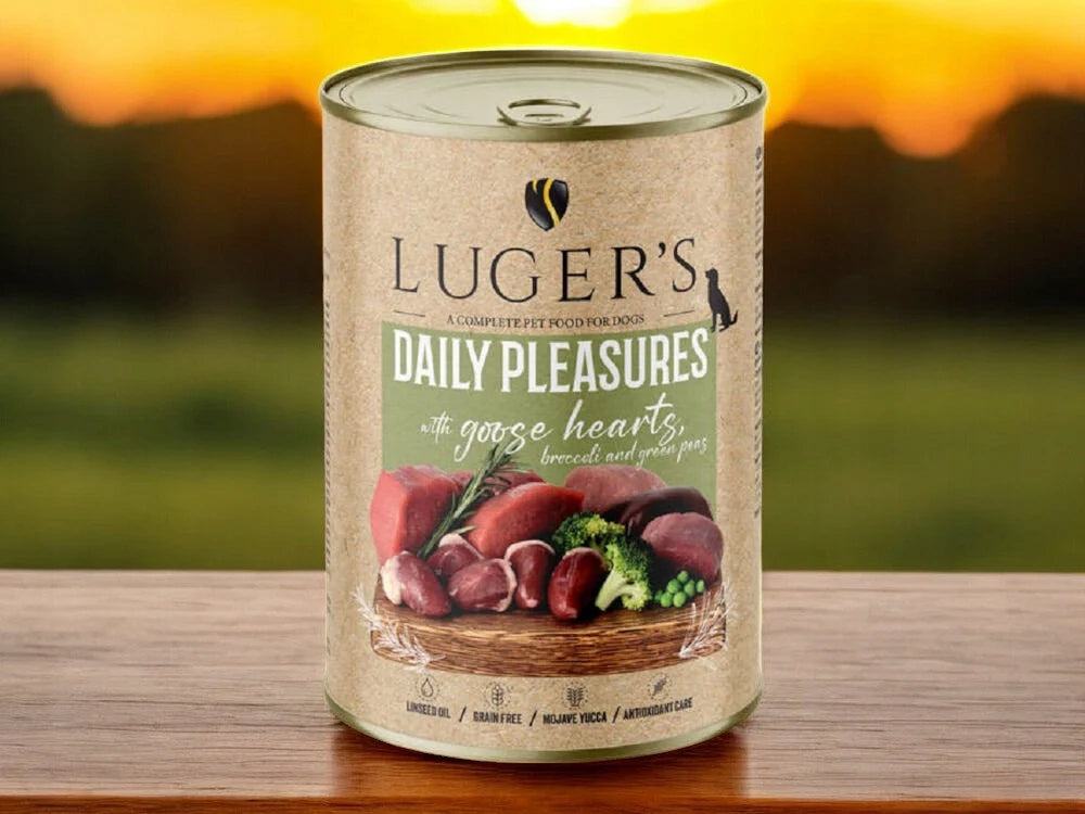 Wet dog food Luger's Daily Pleasures heart goose broccoli peas 400g Brand Luger's