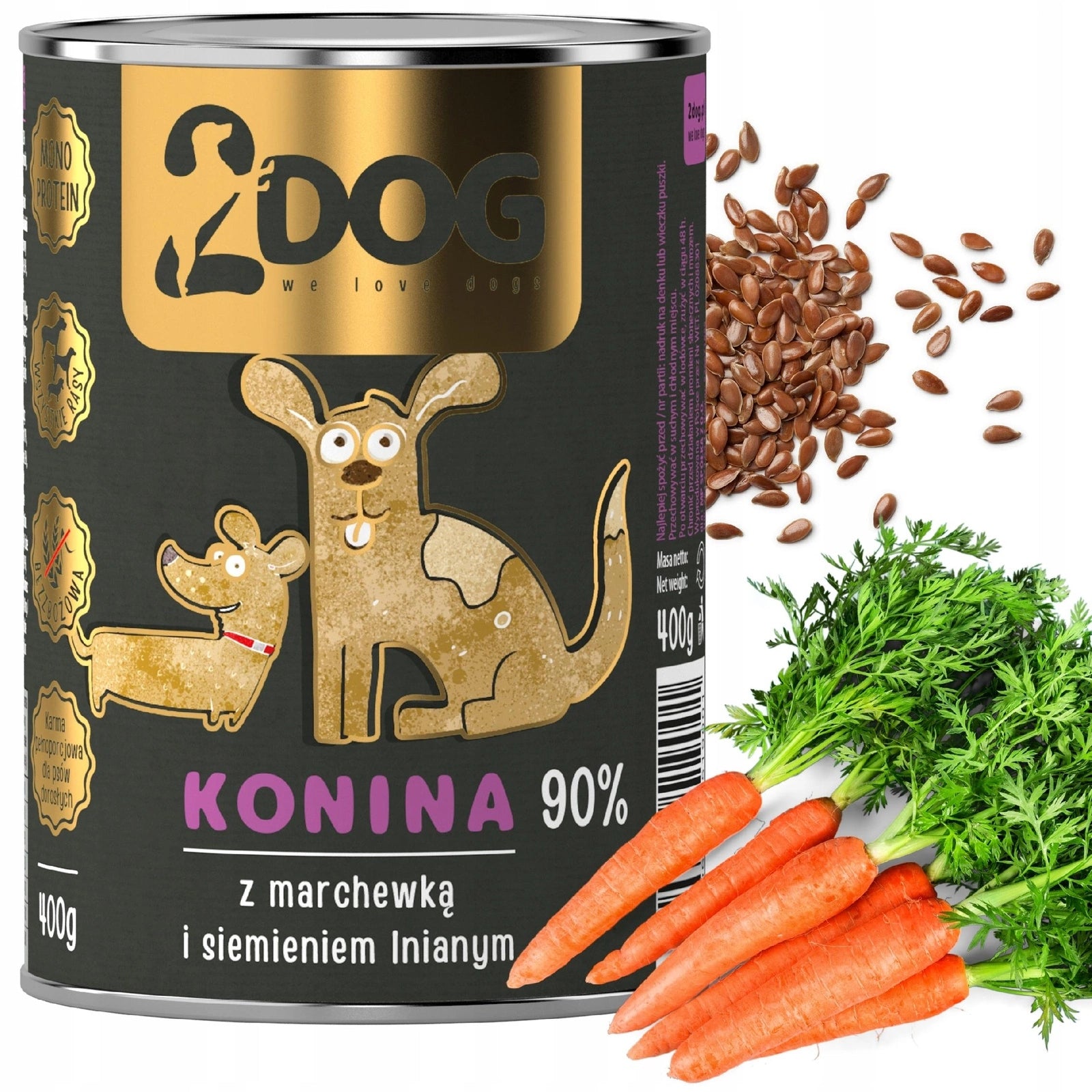 Wet dog food horsemeat with seeds 400g MONOPROTEIN HYPOALLERGENIC Packaging status original