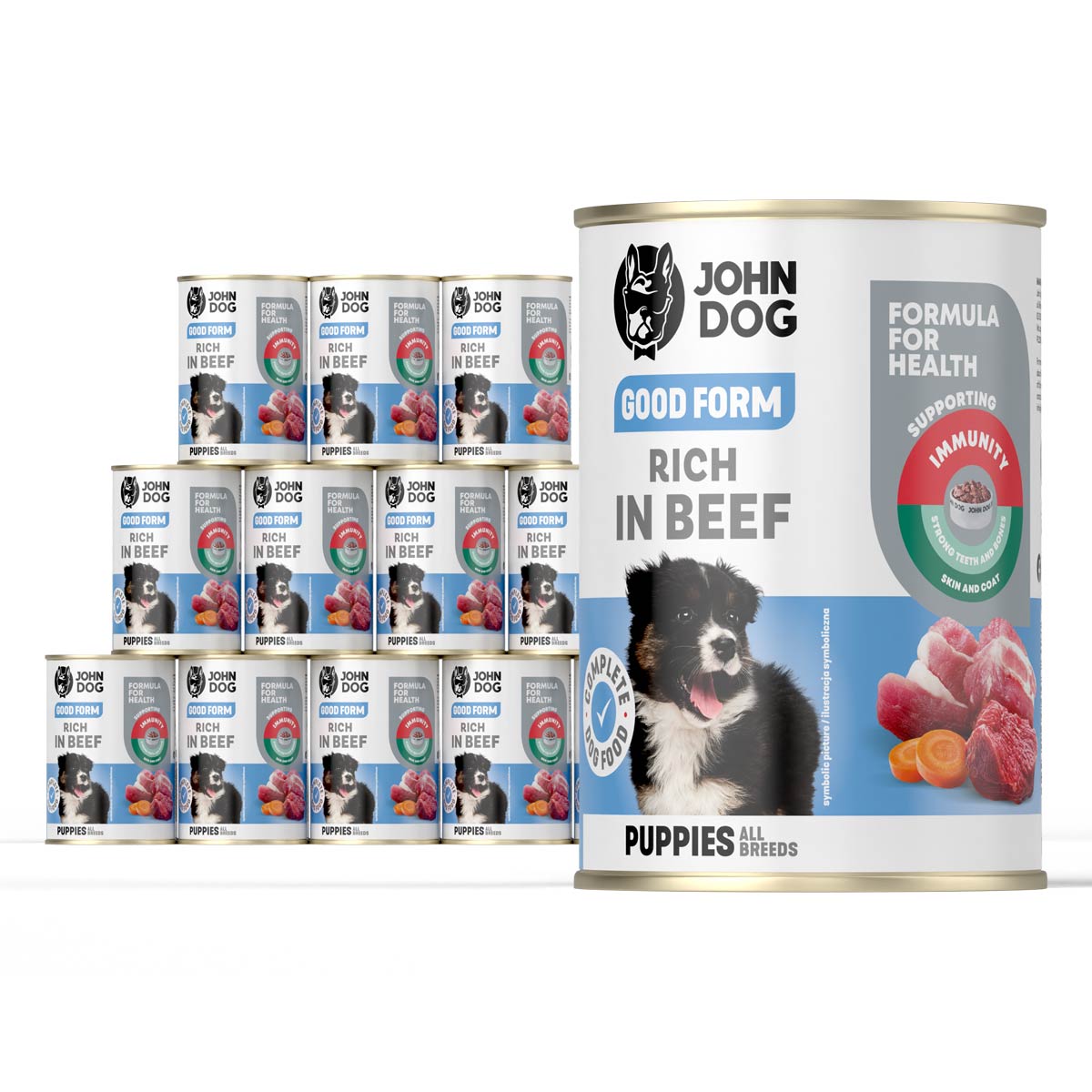 Wet dog food rich in beef 12x400g John Dog Good Form junior