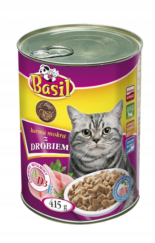 Wet food Basil 415g with poultry for cats 1pc.